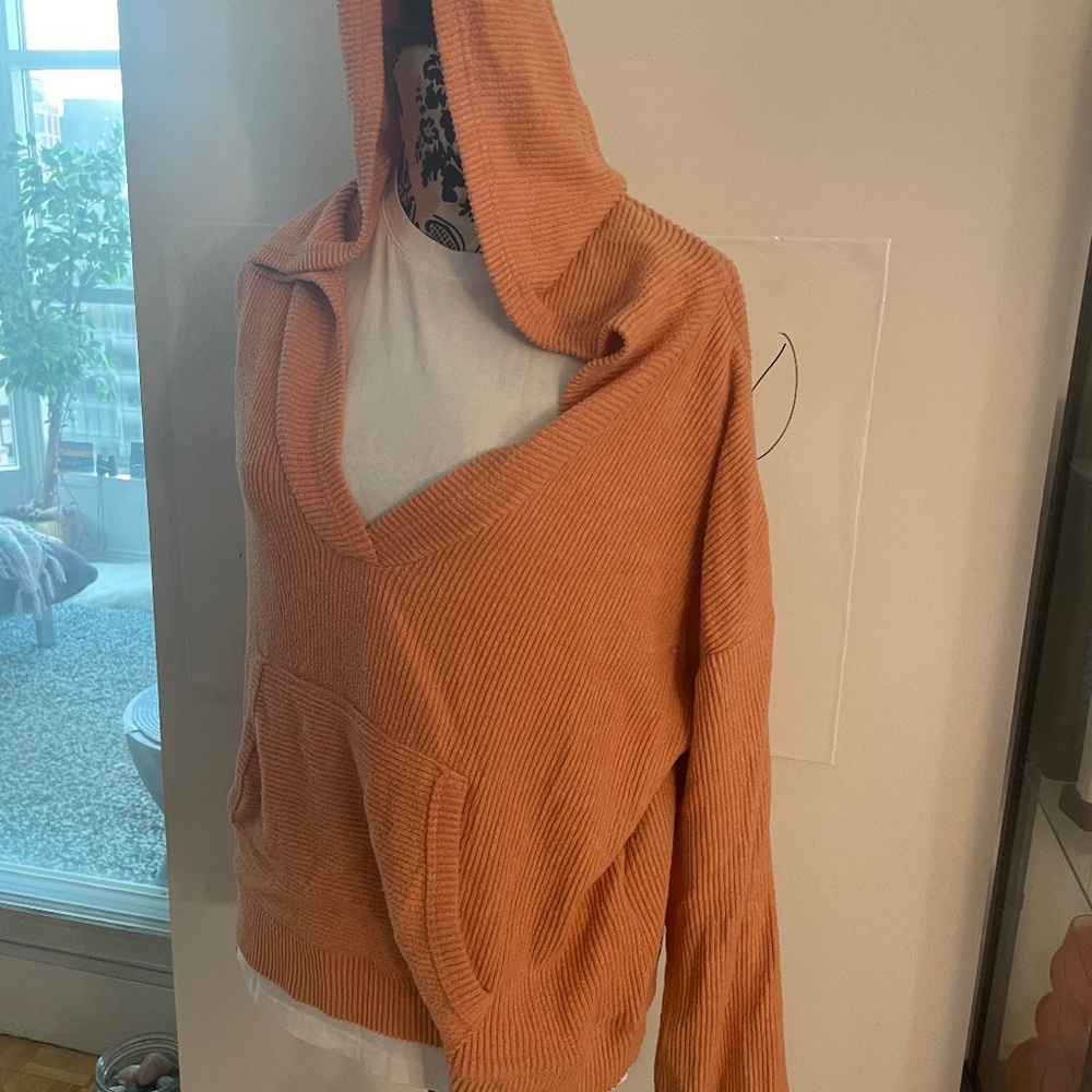 SUPER SOFT baggy ribbed hooded sweatshirt